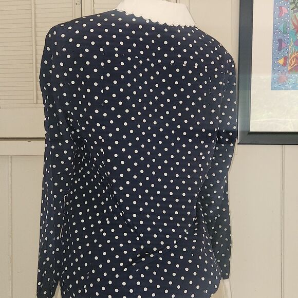 Tory Burch Blue Peter Pan Collar Buttoned Silk Blouse. As Seen On Princess Kate - Picture 6 of 10